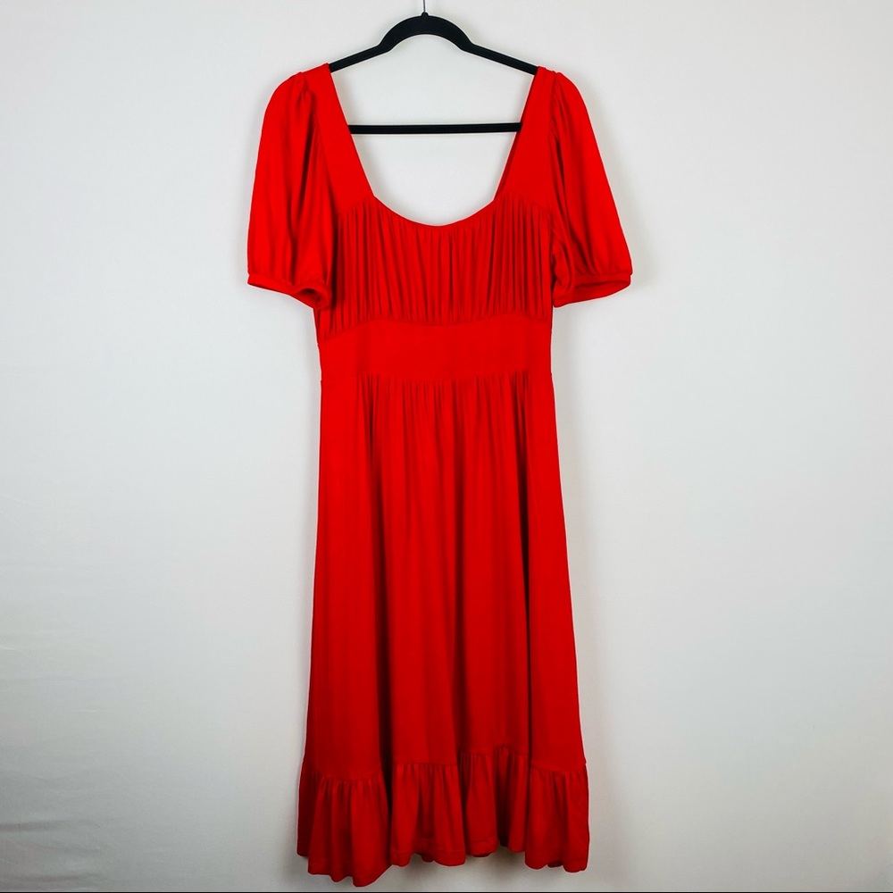 Anthropologie Puff Sleeve Ruffle Hem Dress